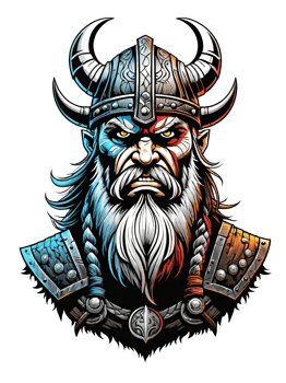 AI generated Viking warrior with horned helmet and viking armor llustration on transparent background png