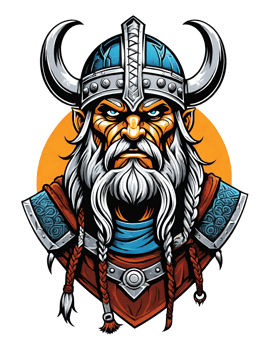 AI generated Viking warrior with beard and horned helmet llustration on transparent background png