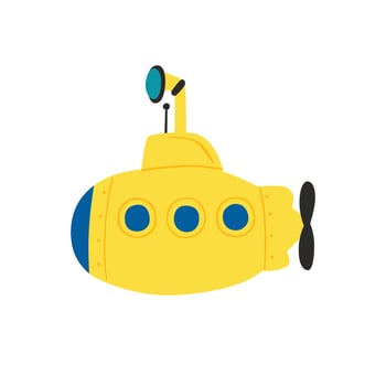 Vector cute submarine vector illustration isolated on white
