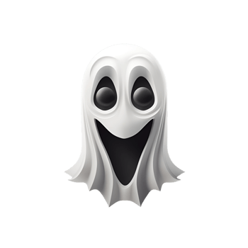 AI generated Halloween Cartoon Style White Ghost Ghost Face Ghost Cloak No Background Perfect for Print on Demand Merchandise png