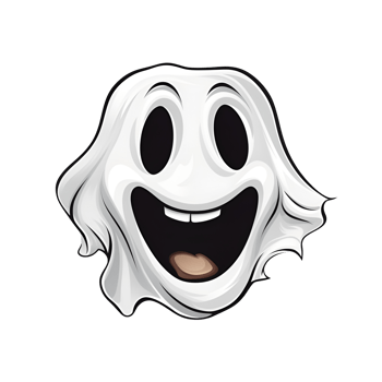 AI generated Halloween Cartoon Style White Ghost Ghost Face Ghost Cloak No Background Perfect for Print on Demand Merchandise png