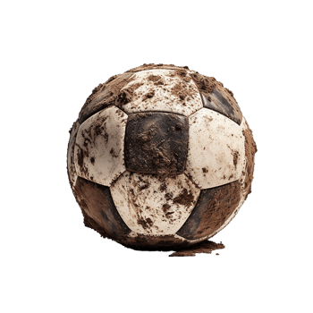 AI generated Soccer ball covered in dirt png isolated on transparent background