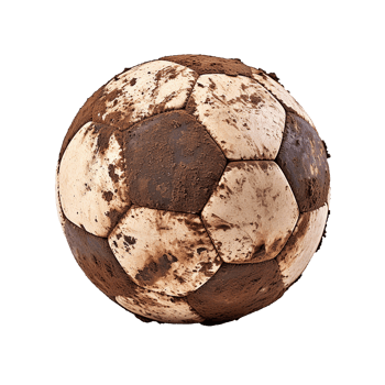 AI generated Soccer ball covered in dirt png isolated on transparent background