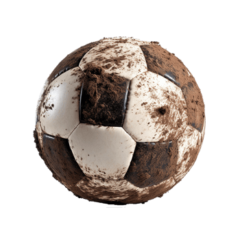 AI generated Soccer ball covered in dirt png isolated on transparent background