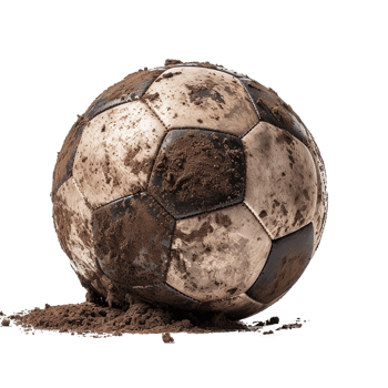 AI generated Soccer ball covered in dirt png isolated on transparent background