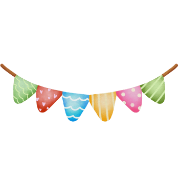 Watercolor Bunting colorful png