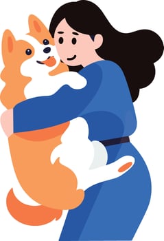 a woman hugging her dog in flat style isolated on background vector