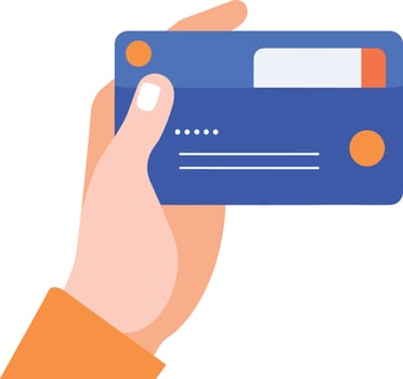a hand holding credit card in flat style isolated on background vector