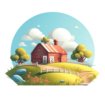 AI generated Cartoon Style Farm Ranch Illustration No Background Perfect for Print on Demand Merchandise png