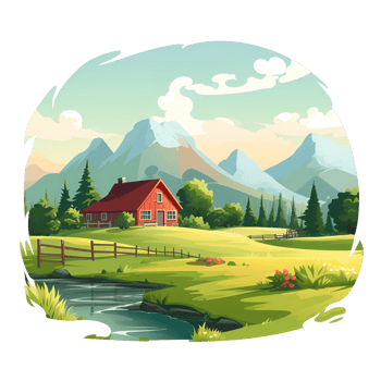 AI generated Cartoon Style Farm Ranch Illustration No Background Perfect for Print on Demand Merchandise png