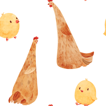 seamless pattern showcasing adorable chicks and a friendly hen, watercolor. spring and farm life, for children's illustrations, for applications like textiles, children's stationery, and more png