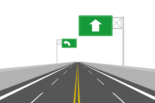 Highway with Traffic Sign. Motorway with road sign. Street traffic Sign. png