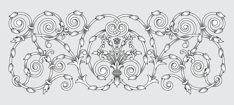 Vintage Baroque frame border monogram floral ornament vector