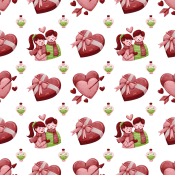 Watercolor Valentine's Day Seamless Pattern png