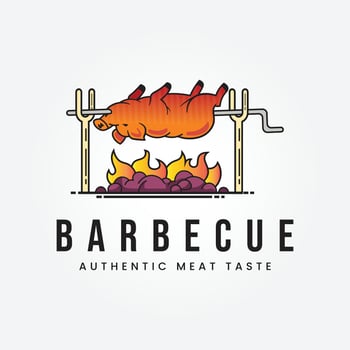 pork roast on fire logo illustration design vector