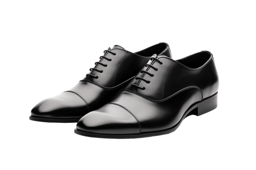 AI generated Classic Black Dress Shoes on transparent background. png