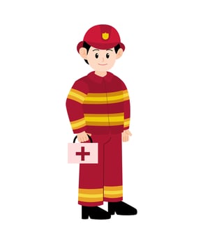 Firefighter Cartoon Character Elements vector
