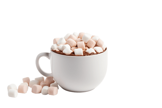 Warm Delight Cocoa Mug with Marshmallow On Transparent Background png