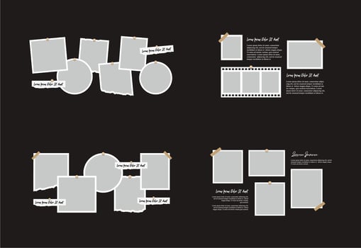 Pictures or photos frame collage. comics page grid layout abstract photo frames and digital photo wall template vector
