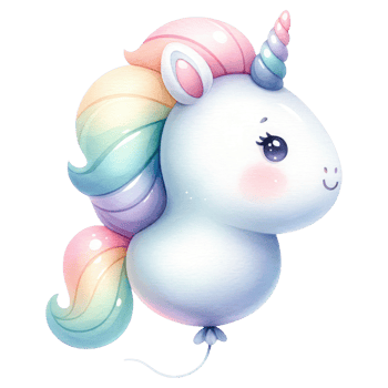 AI generated Unicorn balloon in rainbow color for birthday party png