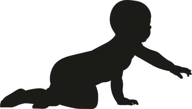 Black silhouette, crawling baby. png