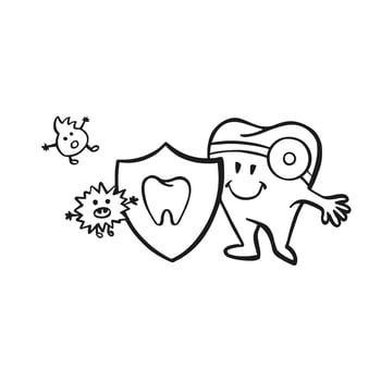 healthy tooth protected against bacteria oral hygiene, vector