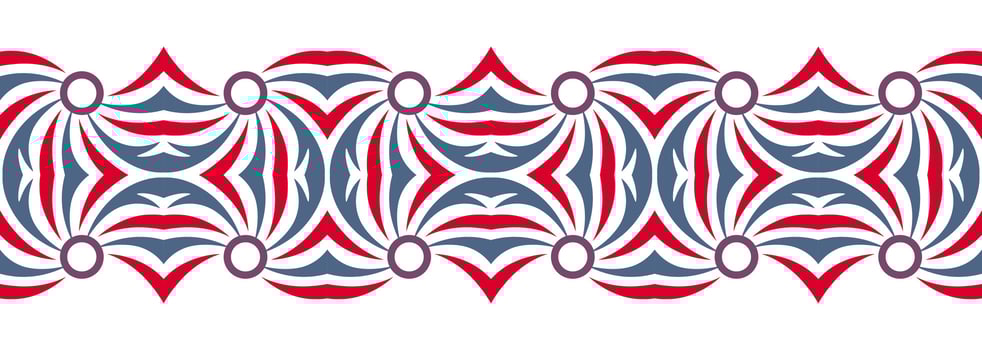 Border line seamless background. Decorative design seamless ornamental mosaic border pattern. Islamic, indian, arabic motifs. Abstract flower. Vector illustration