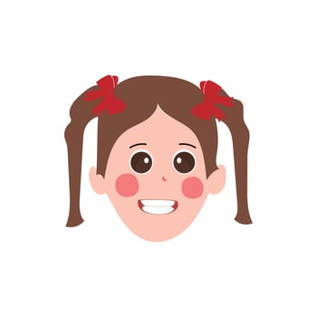Little girl face expression, set of cartoon vector illustrations isolated on white background. Kid emotion face icons, facial expressions.