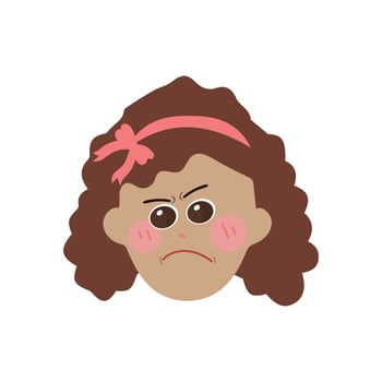 Little girl face expression, set of cartoon vector illustrations isolated on white background. Kid emotion face icons, facial expressions.