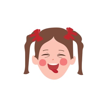 Little girl face expression, set of cartoon vector illustrations isolated on white background. Kid emotion face icons, facial expressions.