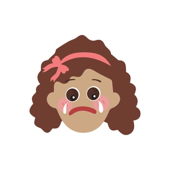 Little girl face expression, set of cartoon vector illustrations isolated on white background. Kid emotion face icons, facial expressions.