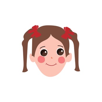 Little girl face expression, set of cartoon vector illustrations isolated on white background. Kid emotion face icons, facial expressions.