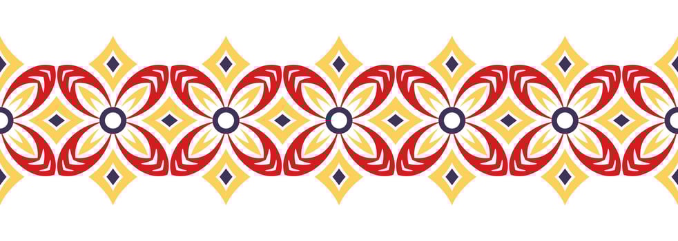 Border line seamless background. Decorative design seamless ornamental mosaic border pattern. Islamic, indian, arabic motifs. Abstract flower vector