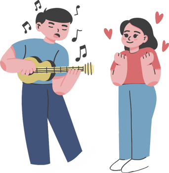 Sweet couple singing illustration valentine day png