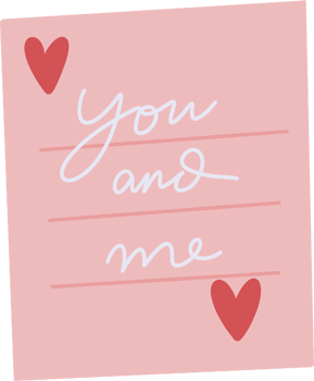 You and me sweet letter valentine day png
