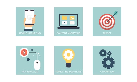 Digital marketing icons set flat design vector