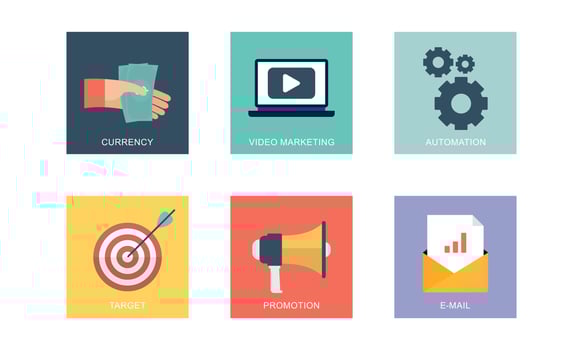 Digital marketing icons set flat design vector