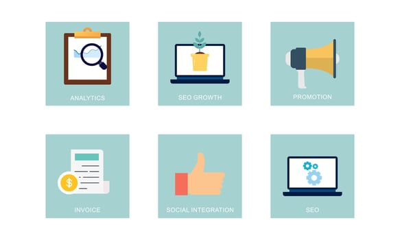 Digital marketing icons set flat design vector