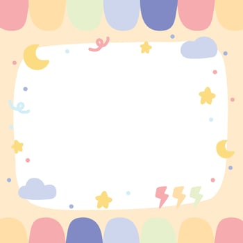 Cute pastel color frame cartoon.Stationary DIY design.Moon,cloud,star,sky hand drawn.Kawaii.Vector.Illustration. vector