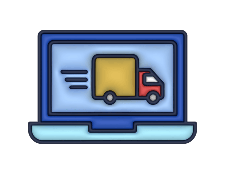 a 3d Laptop Delivery Truck on a transparent background png