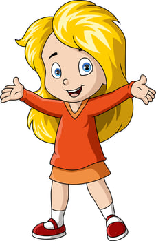 Cute little girl cartoon raising hands vector