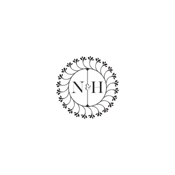 NH simple wedding initial concept with high quality logo design vector
