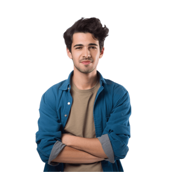 AI generated a man in a blue shirt and jeans png