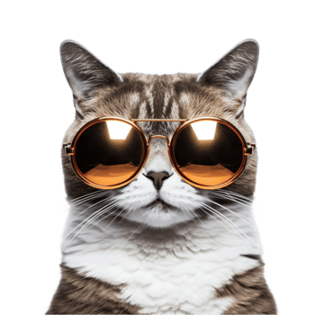 AI generated a cat wearing sunglasses on a transparent background png