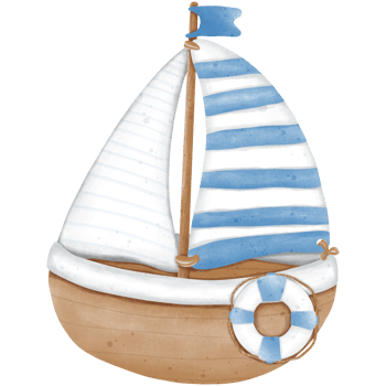 Blue striped cartoon sailboat illustration png