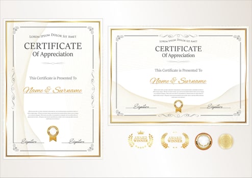Certificate or diploma retro design template vector illustration