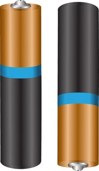 AAA Batteries on a white background. Vector illustration. Clipart image.
