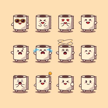 cute toilet paper cartoon character vector illustration.