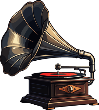 AI generated Vintage Gramophone in cartoon style png