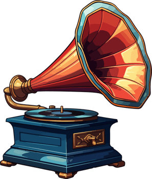 AI generated Vintage Gramophone in cartoon style png